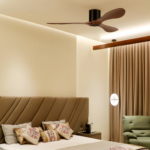 Four Seasons Living Shinzo smart dc ceiling fan with Remote control in modern bed room