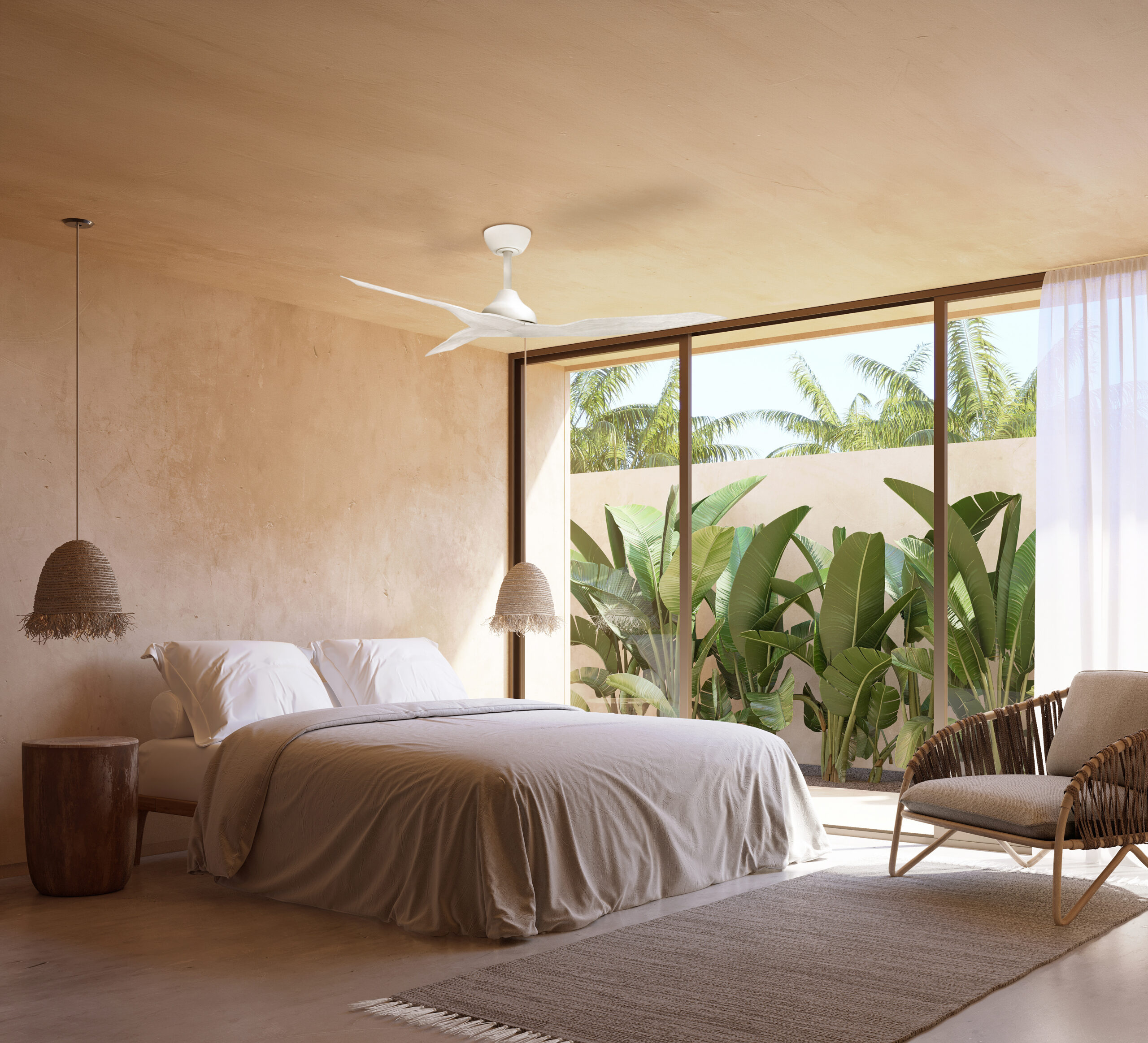 Four Seasons Living corsair smart dc ceiling fan with remote control WiFi in small living room