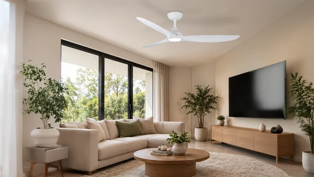 four seasons fans asmart dc ceiling fans product in living room.